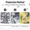 Sparkling Pearl Painting on Stretched Frame Cute Bunny Eating Grass DIY Bead Art Canvas Relaxing Hobby Gift for Craft Lovers Great for Adults