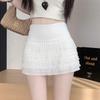 2025 Autumn Korean Sweet & Spicy Layered Lace Pleated Mini Skirt for Women