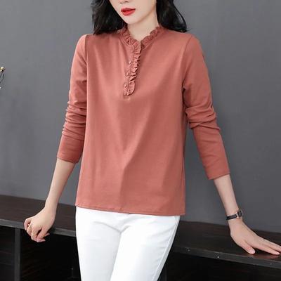 Frühling Langarm T-Shirt Damen Loose Temperament Shirt Fashion Top Plus Size Bottoming Shirt