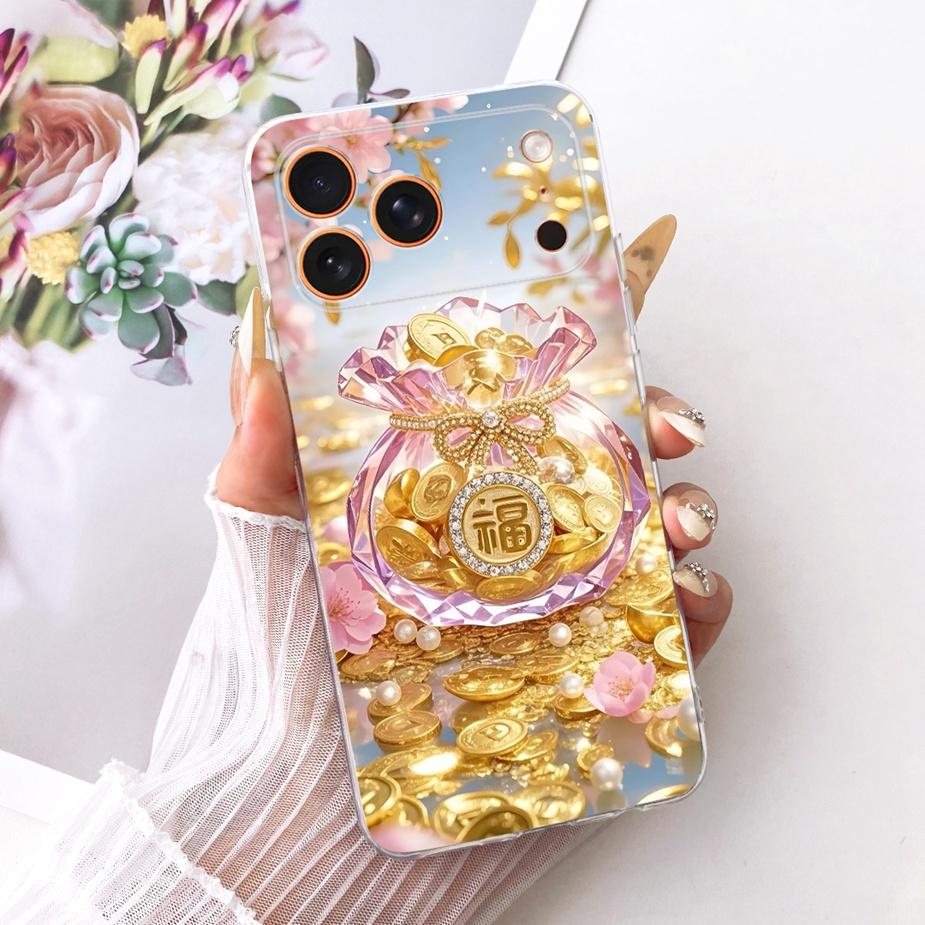 For Apple iPhone 17 Pro Max Case Luxury Flowers New Painted Cover Clear Silicone Case For iPhone 17 Air iPhone17 Pro Soft Fundas