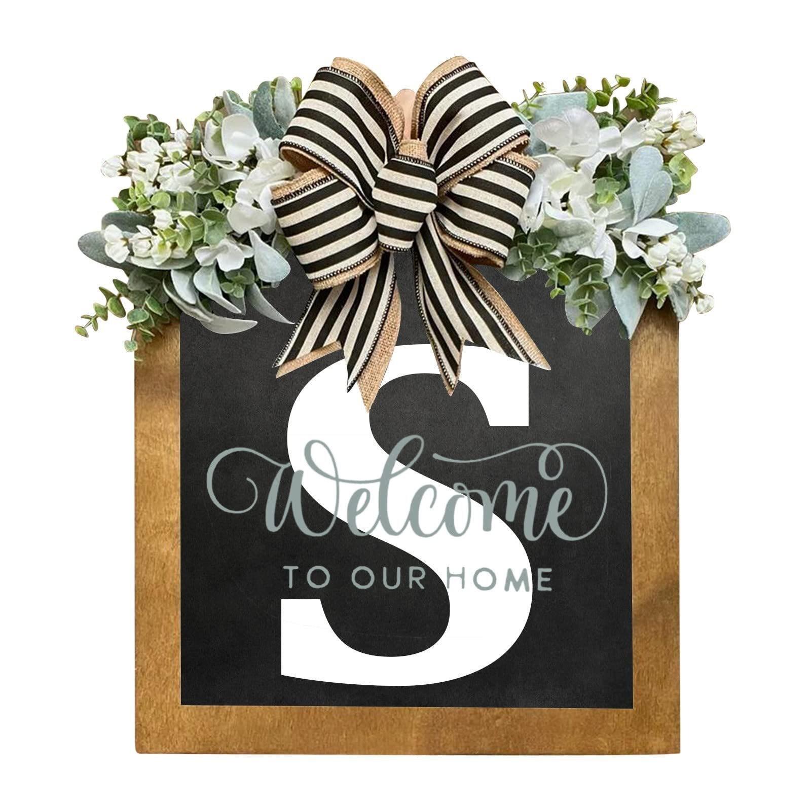 

Last Name Welcome Sign for Front Door-14 x12 , Wreaths for Front Door, 26 Letter Front Porch Decor Wreaths, Welcome Sign
