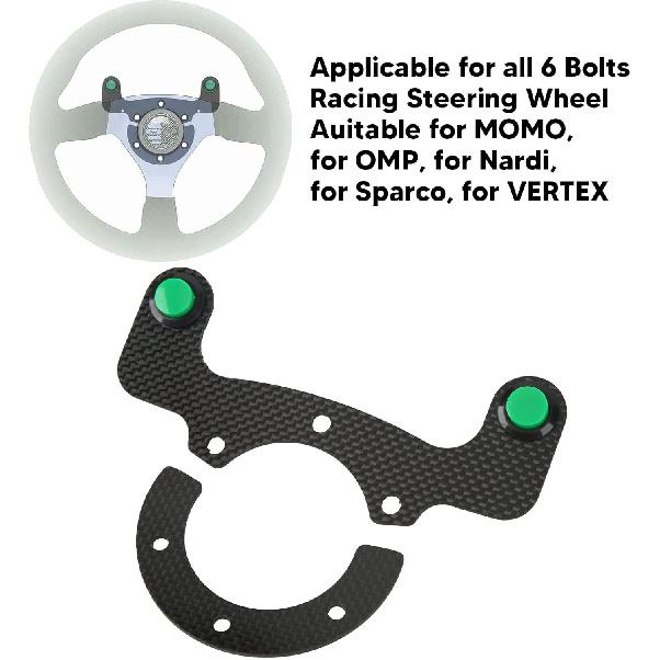 Acouto Universelles 6-Loch Rennsport-Lenkrad Hupenknopf-Kit, Lenkrad-Hupenknopf 6 Löcher Kohlefaser Externes Hupenknopf-Kit Lenkung