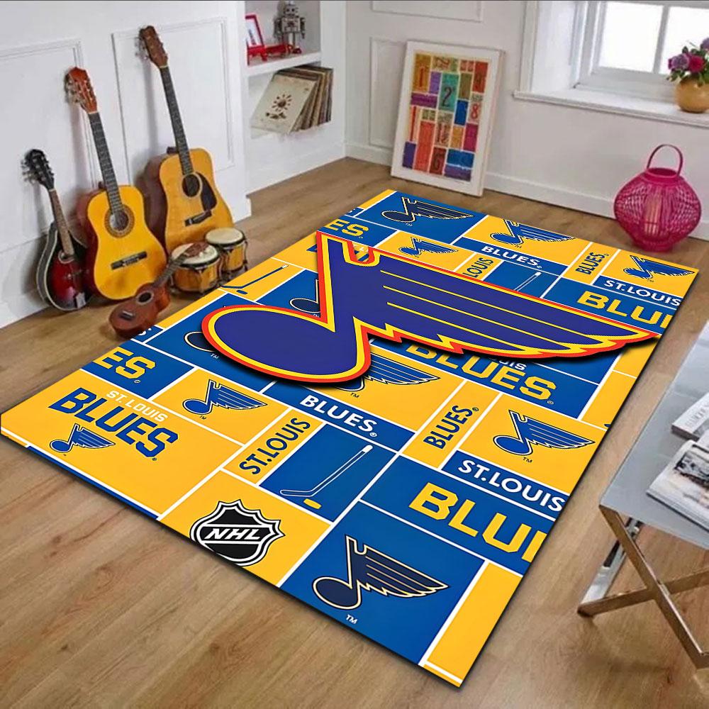 St. Louis Blues Hockey Logo Design Patterned Carpet, Non Slip Mat Suitable for Living Room and Bedroom Sofas