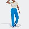 Adidas Originals Velour Track Pants With Embroidered Trefoil Logo And Elastic Slim Fit Women Bottoms Blue IB2048