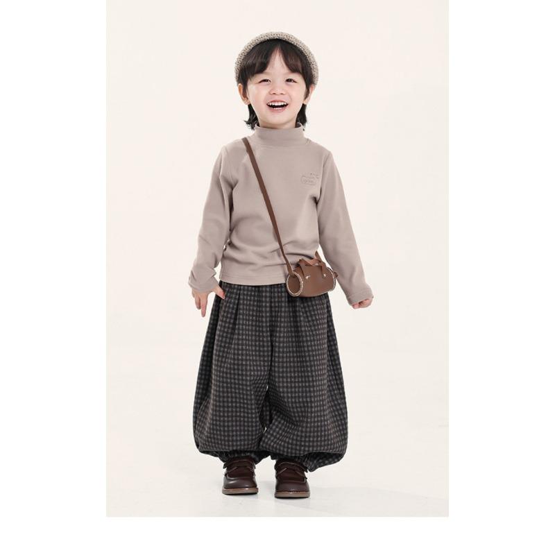 Boys Half Stand Collar Long Sleeve Bottoming Shirt Korean Style Kids Casual Top