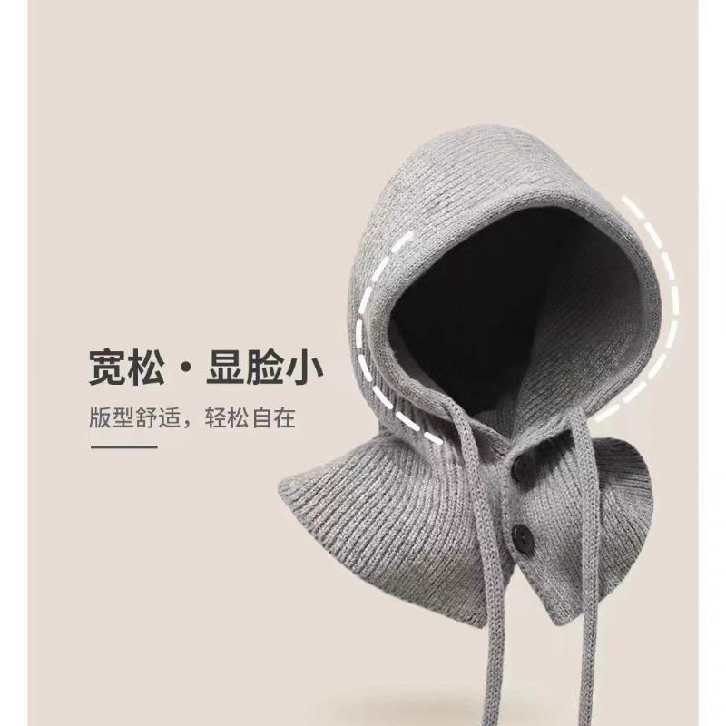 Hat Women's Autumn and Winter Balaclava Hat Scarf Integrated Windproof Neck Protection Cold Warm Scarf Wool Hat
