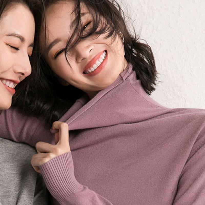 Wool Blend Women's High Neck Turtleneck Knit - 2025 Autumn/Winter Korean Style Slim Fit