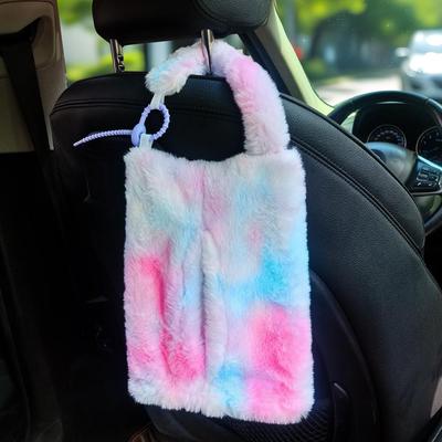 Creative Hanging Plush Car Tissue Box - Pull-Out Design for In-Car Use
