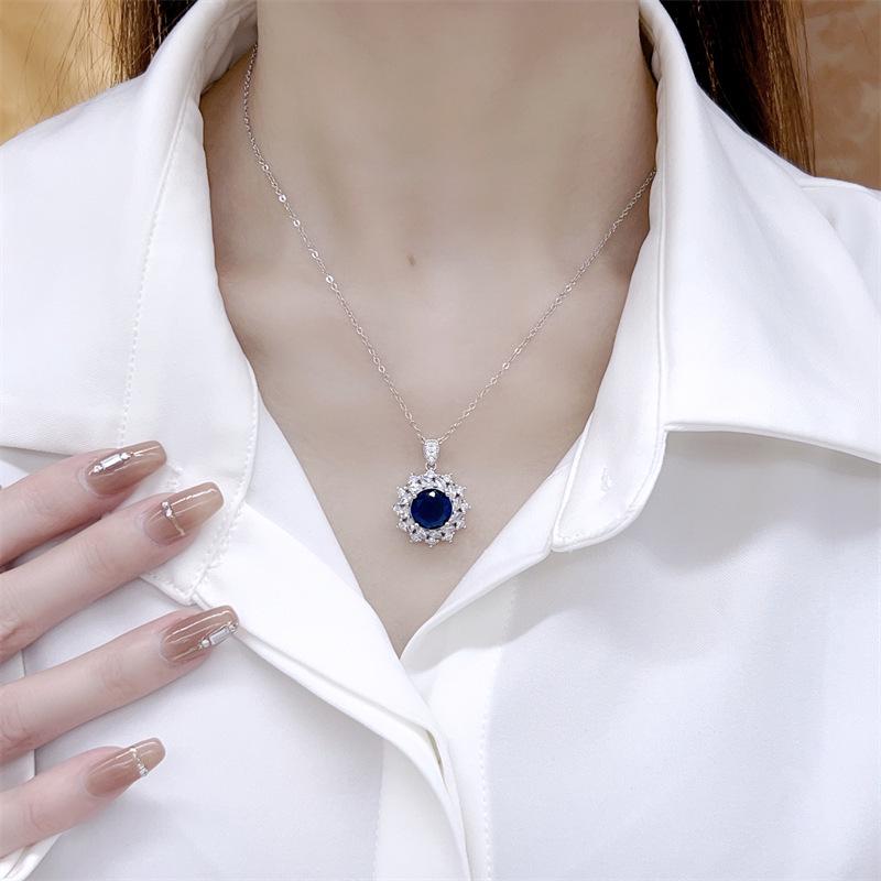 Versatile Light Luxury Natural Sapphire Pendant Necklace