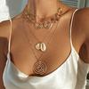 Fashion Vacation Layered Shell Conch Pendant Metal Chain Necklace For Women
