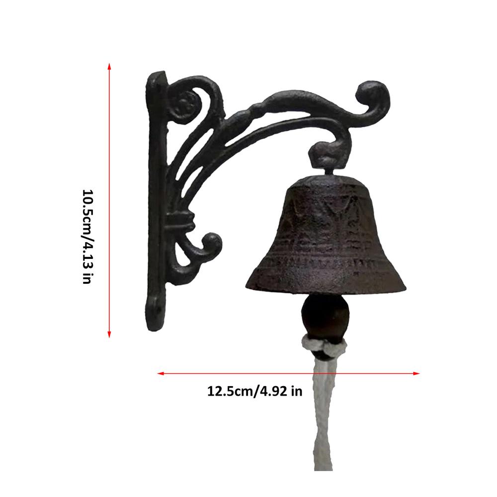 

Retro Garden Rustic Bell Vintage Large Cast Iron Wall Mounted Metal Door Bell for Farm House Outside Decorative Accent Bells