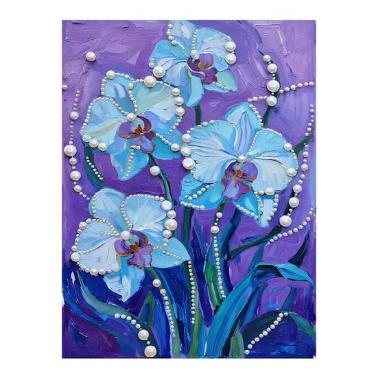 DIY Faux Pearl Painting Kit Castle Sunflower Pattern 3D Imitation Pearl Art Craft Home Wall Decoration E