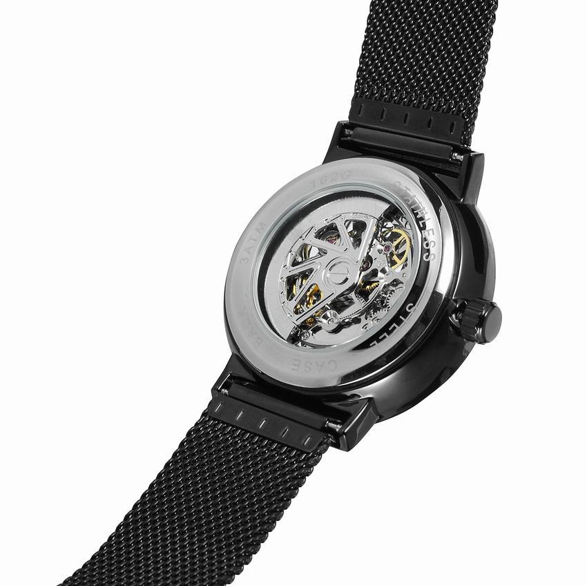 T-winner Wasserdichte mechanische Uhr für Herren, modisch, lässig, hohler Mesh-Gürtel, automatische mechanische Uhr