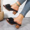 Women's Block Heeled Peep Toe Sandals - Stylish Slip On Heels for Going Out and Casual Summer Wear