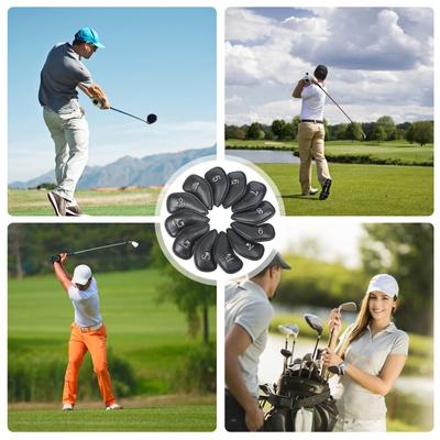 12Pcs PU Leather Golfs Headcover Protective Cover Rod Head Cases Waterproofs Golfs Iron Head Cover Golfs Accessories