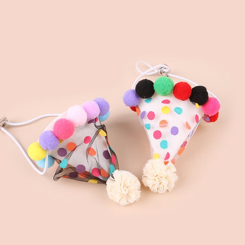 Pet Birthday Party Outfit Set - Polka Dot Bib Collar Hat Cats Dogs Cute Mesh Costume Accessory Photoshoot