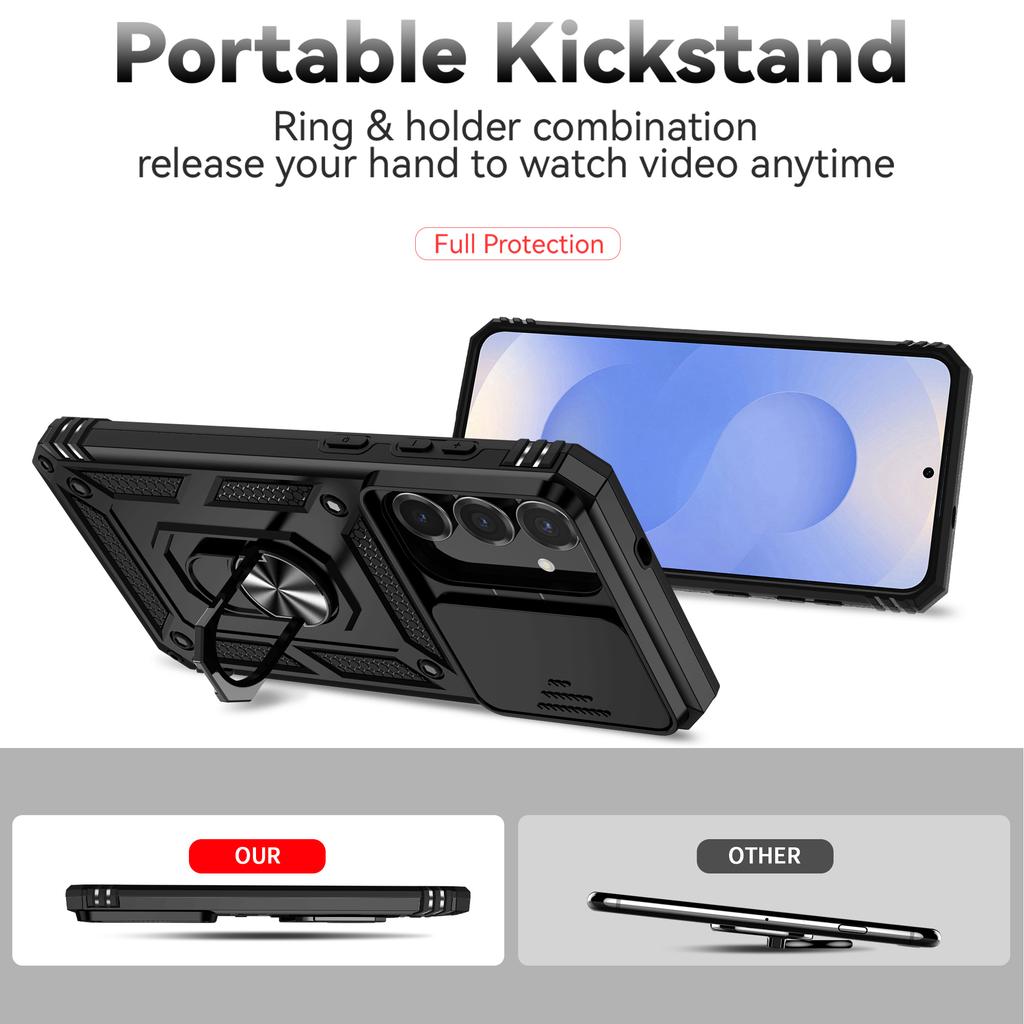 Armor Case For Samsung Galaxy S25 FE S25Edge A17 A07 A56 A26 A36 A16 A06 5G 4G Coque Ring Holder Shockproof Lens Protect Cover