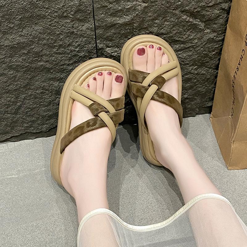 Fashion Summer New Outward Wear National Style Cross Versatile Platform Casual Soft Sole Fashion Beach Comfortable Slippers Non-slip