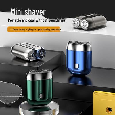Men's Rechargeable Portable Electric Double-Head Shaver, Washable with Magnetic Blade.