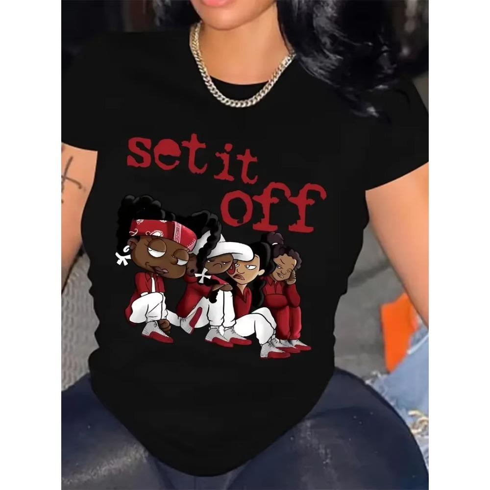 

Футболка с круглым вырезом и принтом персонажа из мультфильма, повседневная футболка с коротким рукавом для весны и лета, женская одежда, женская футболка XXXXXL бежевый