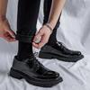 Small leather shoes men's British style spring 2021 new casual round head lace-up platform men's shoes 1018-R