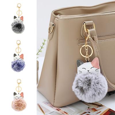 1PC Cute Key Ring Keychains Cat Hairball Keychain Fashion Car Keychain Bag Accessories