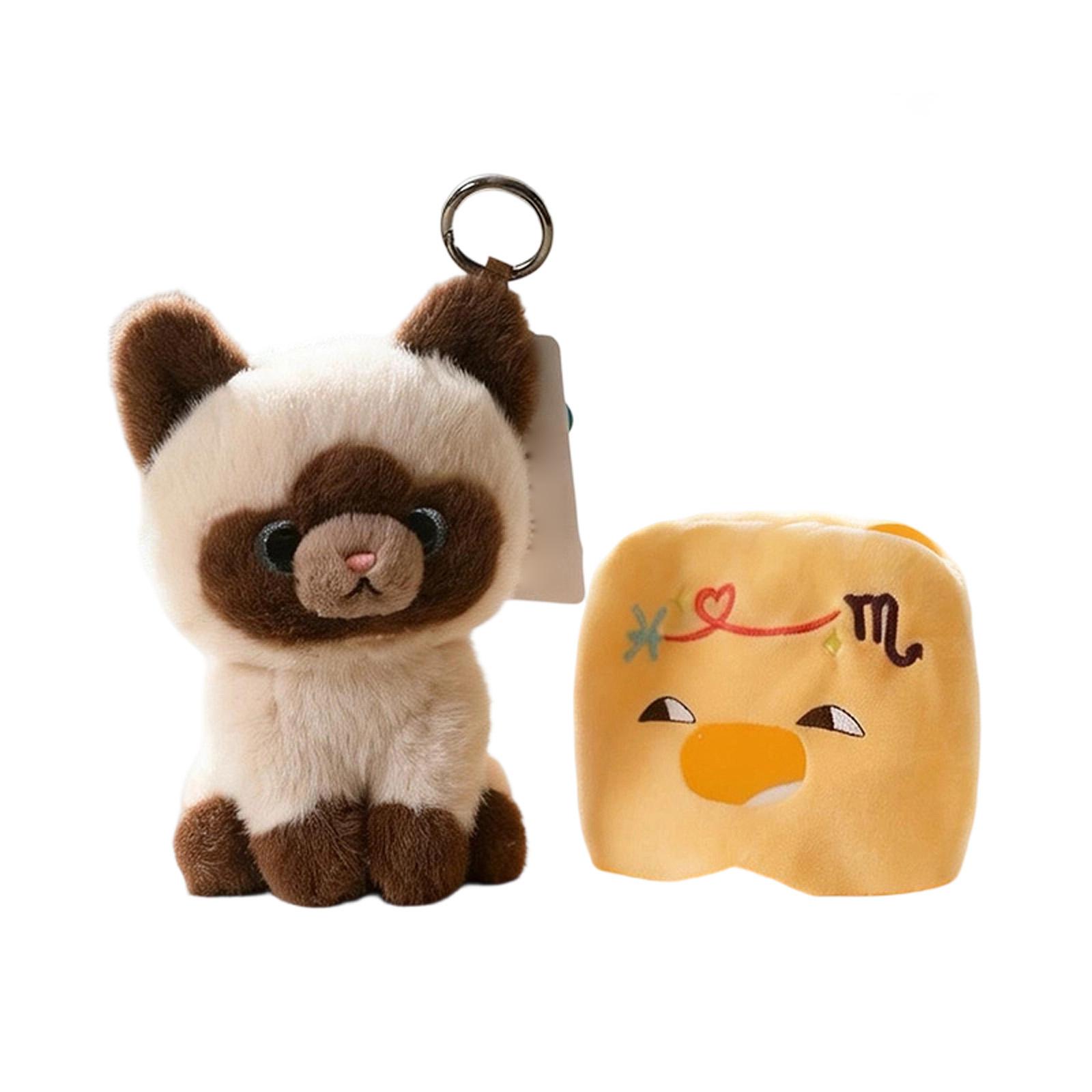 

Plush Cat Keychain with Small Plush Bread Toy Soft Stuffed Animal Set for Collectors and Gift Giving One Size