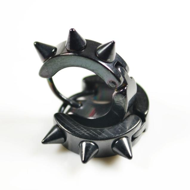 1 Pair Stainless Steel Hoop Spike Circle Huggie Studs Punk Cool  Earrings