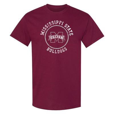 Mississippi State Distressed Circle Logo T-Shirt - Weinrot