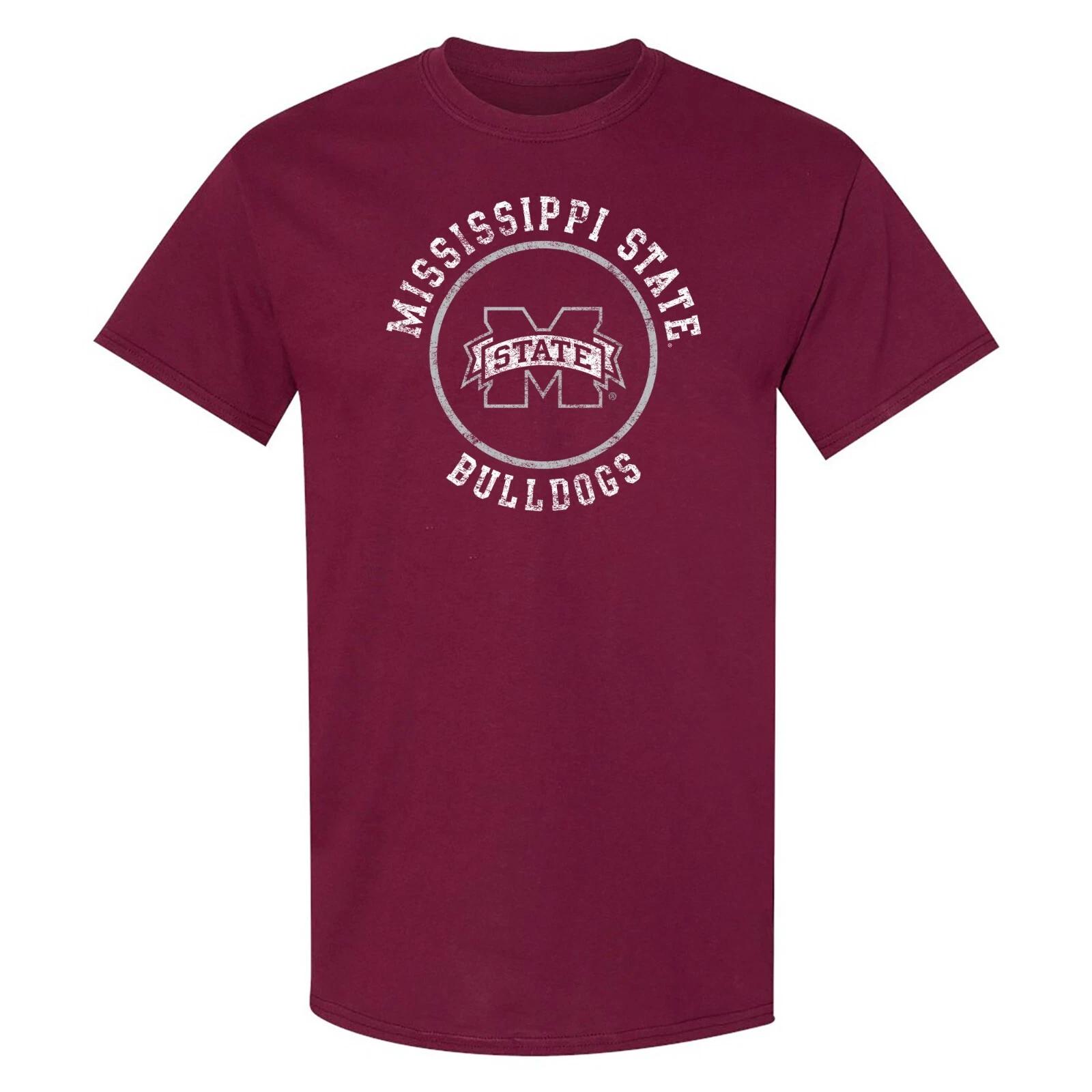 Mississippi State Distressed Circle Logo T-Shirt - Maroon S