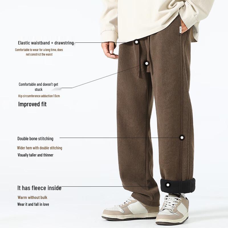 MINISO Men's Fleece-Lined Curved Sweatpants