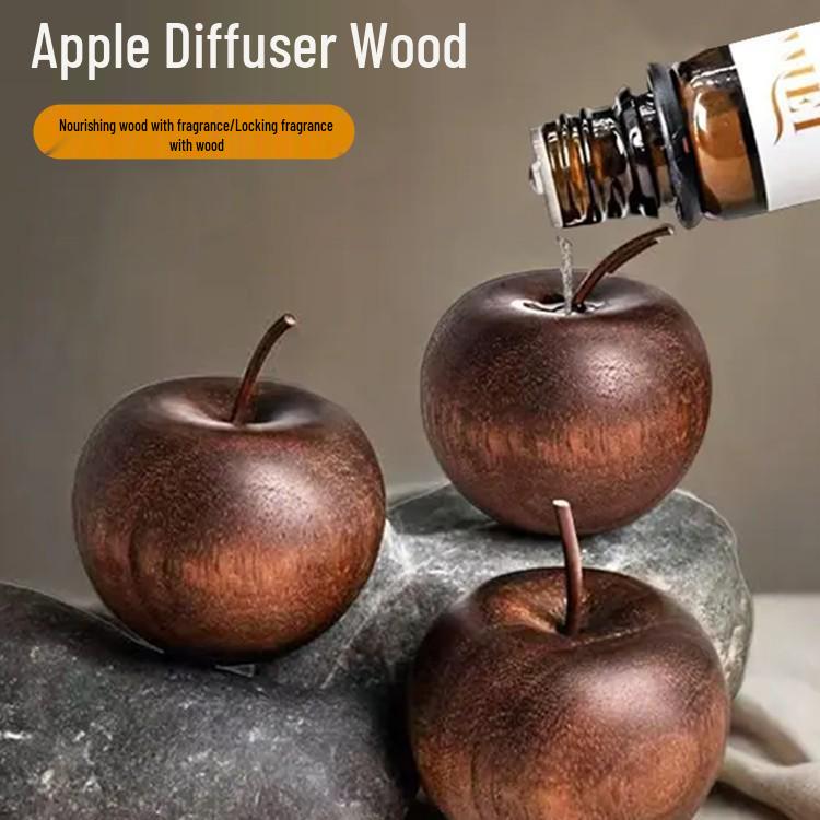 Apple Advanced Fireless Aromatherapy Diffuser: Long-lasting Wood Ornament for Home, Bedroom, and Car.