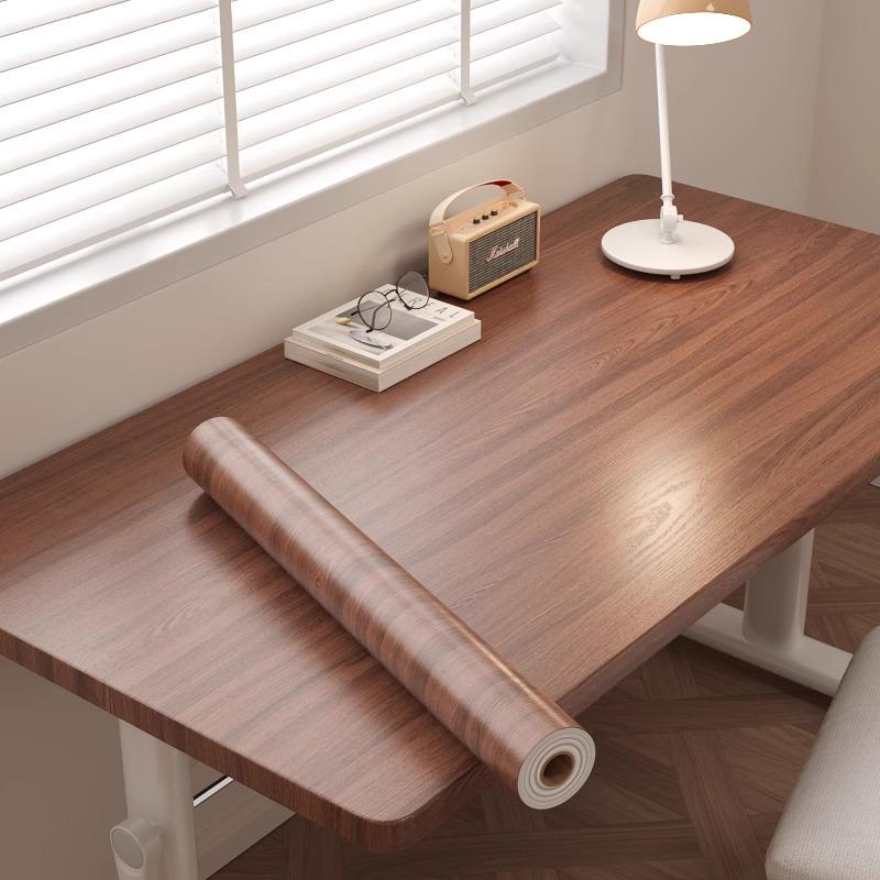 Waterproof Wood Grain Self-Adhesive Table Film for Office or Dining Renovation.