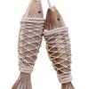 Nautical Wooden Fish Hanging Ornament Blue Beach Style Mediterranean Home Wall Art Pendant Room Decoration Home Decor