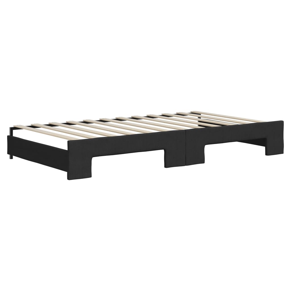 Extendable Daybed with Mattresses Black 100x200 Cm Fabric