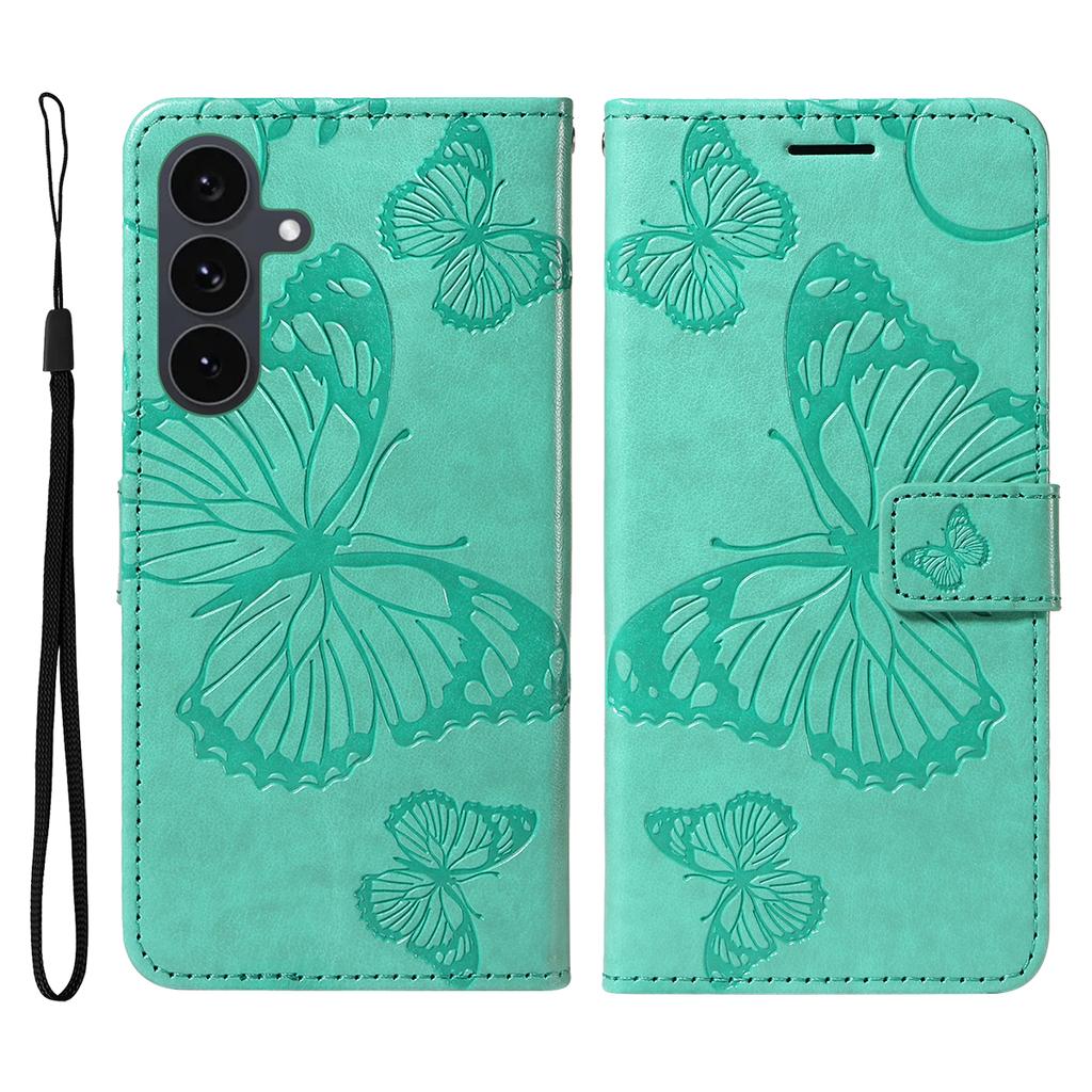 For Samsung Galaxy S25 FE Wallet Case Floral Butterfly Imprinted Leather Phone Cover Stand