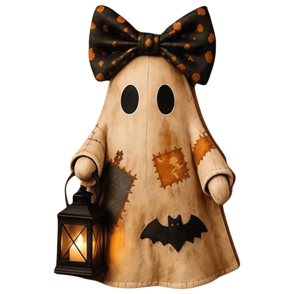 Zweiseitig bedrucktes Holzornament Handgefertigte Geisterfigur Tischdekoration Halloween