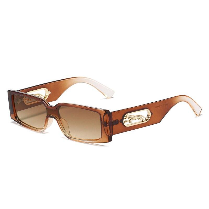 SHAUNA Fashion Rectangle Sunglasses Women Candy Colors Gradient Eyewear Shades UV400 Vintage Metal Cheetah Decoration Sun Glasses