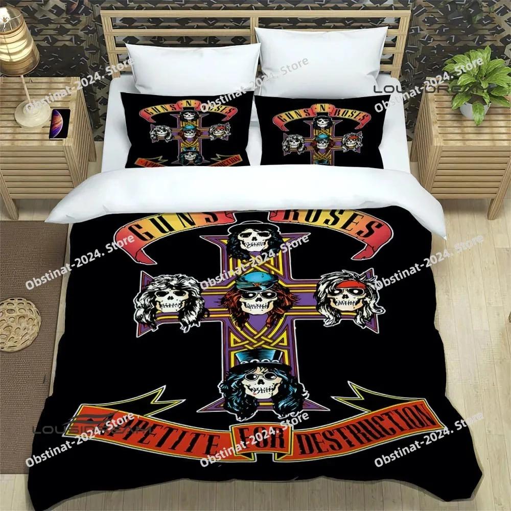 New Guns n'roses bplus retro Beding Set Printed Bed Linen Set With Pilowcase Bed Soft Duvet Cover Soft Single Double Quen Super King-Sized Dimensionsd