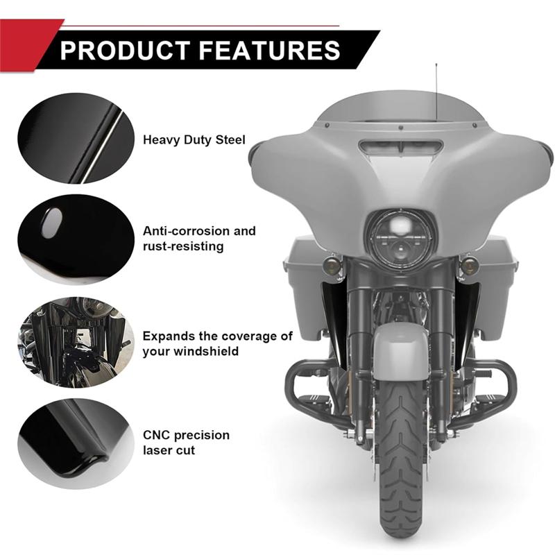 

Wind Deflector Accessories For Motorcycle Fork Mount For Touring Road King Street Glide Electra Glide CVO FLHT FLHR Black чёрный