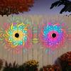 Metal Pattern Solar Lights Wall Light, 7 Color Changing Fence Outdoor Projection Seven LED Lamp, Waterproof Garden Lamp for Yard Patio Backyard Decor