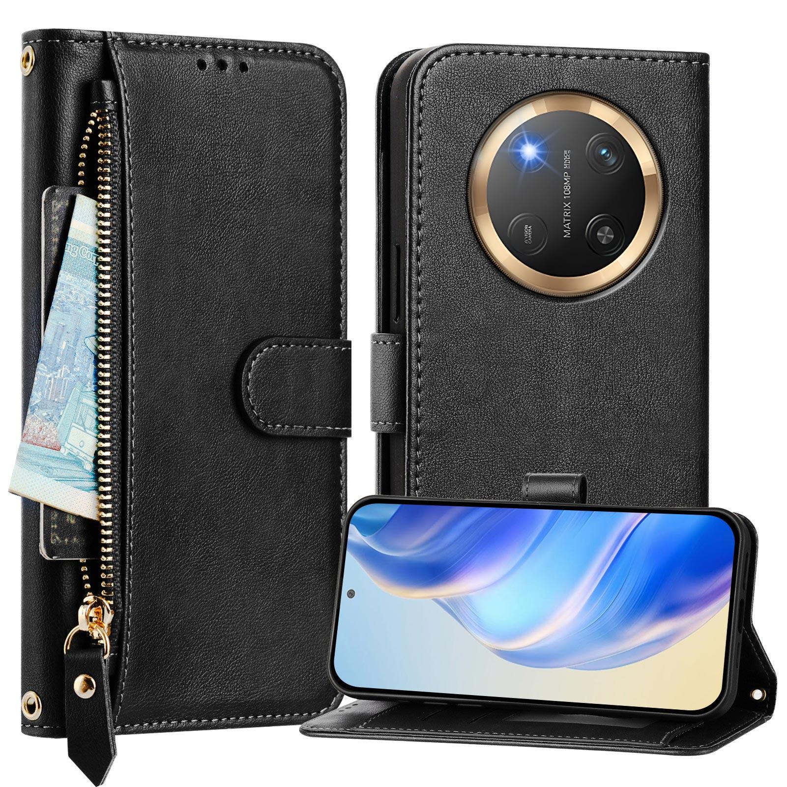 

For Honor Magic7 Lite 5G/Honor X9c 5G Case Zipper Pocket Multiple Card Slots Leather Phone Cover Green