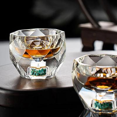 50ml Elmas Kesim Kristal Likör Bardakları Viski Siyah Çay için Çift Tabanlı Bardak Sake Soju Brendi Çay Fincanı