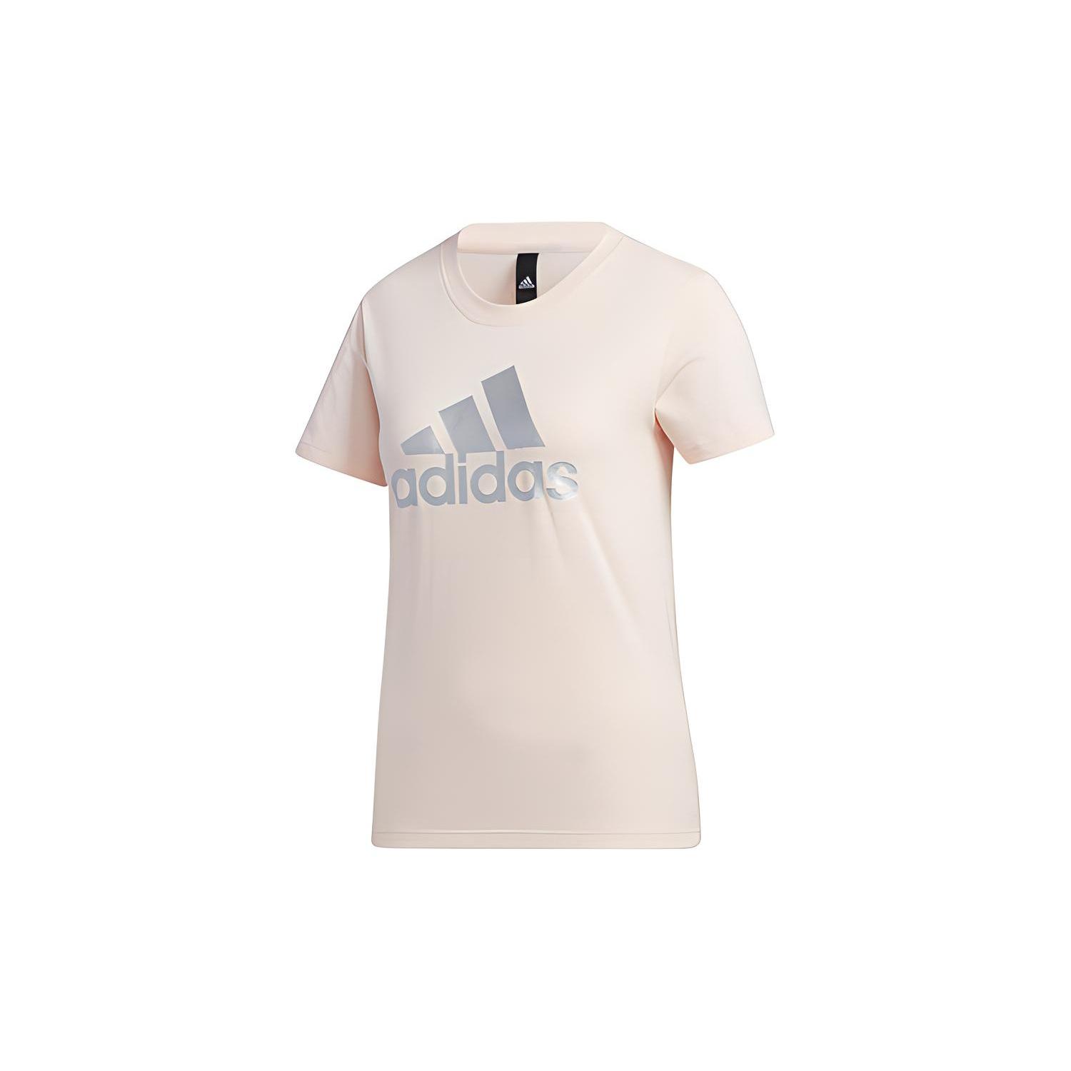 (WMNS) adidas Large Shiny Logo Short Sleeve Pink Women s GK8721 S