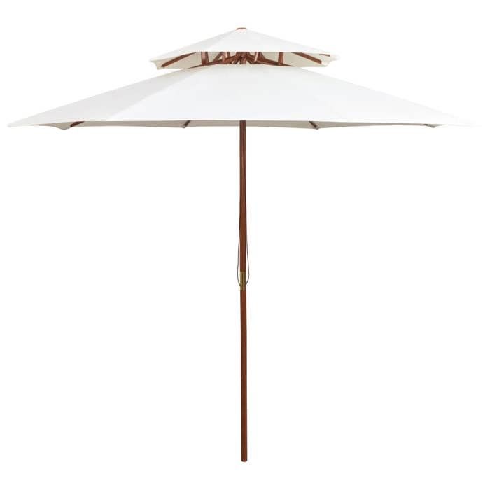 VidaXL Two-Tier Parasol with Wooden Pole, Patio Sunshade, Sun Shelter, Outdoor Patio Terrace Parasol, 42964