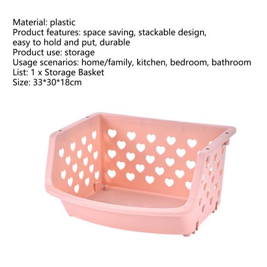 Storage Basket Multifunctional High Capacity Stackable Hollow-out Fruit Vegetable Organizer for Kitchen