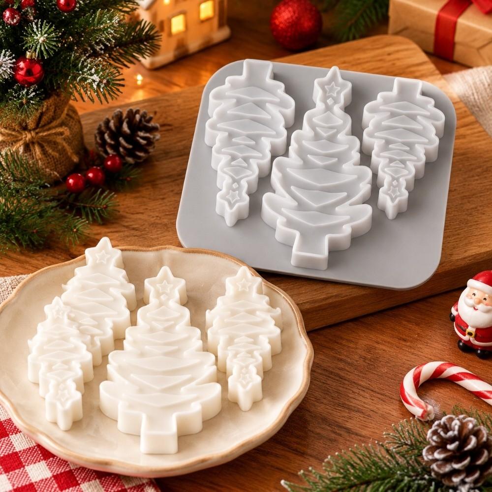 3 Cavity DIY Candle Mold Silicone Soap Mold Gift Making Christmas Tree Mold  Holiday