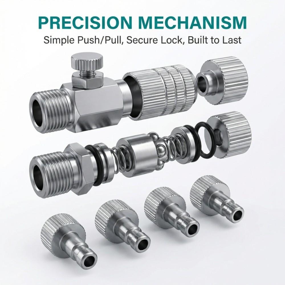5Pcs 1/8 Interface Quick Connector Quick Connect Portable Airbrush Fitting Stable Durable Adapter Plug Compressor Connect