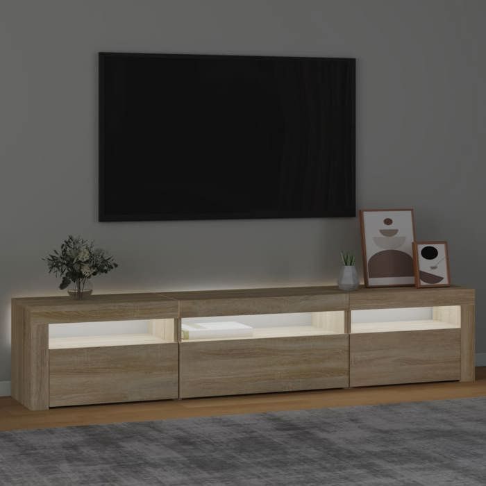 VidaXL TV Stand with LED Lights Entertainment Center Storage Media Unit Living Room Furniture Home 3152740