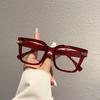 Fashion Trendy Glasses Women'S Concave Shape Square Large Frame Retro Anti-Blue Flat Mirror Flat Mirror